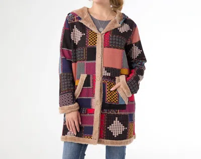 Coco + Carmen Adeline Shacket With Faux Fur Trim In Multi Print