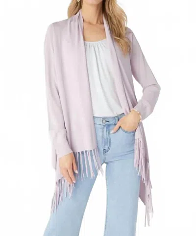 Coco + Carmen Airweave Open Cardigan With Fringe In Lilac In Purple