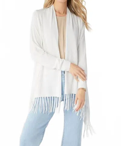 Coco + Carmen Airweave Open Cardigan With Fringe In White