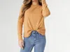 Coco + Carmen Alexis Super Soft Top With Snap Cuff In Camel In Brown