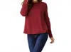Coco + Carmen Alexis Super Soft Top With Snap Cuff In Redwood In Red