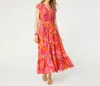 Coco + Carmen Aliya Button Front Maxi Dress Plus Size In Multi Color In Red