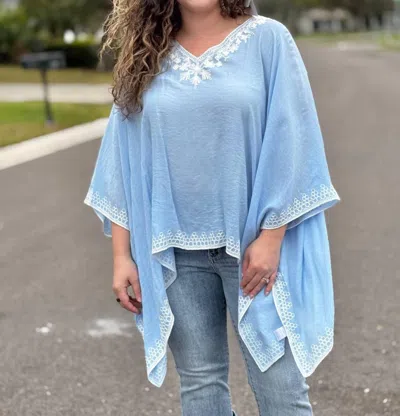 Coco + Carmen Amaryllis Poncho Top In Dusty Blue