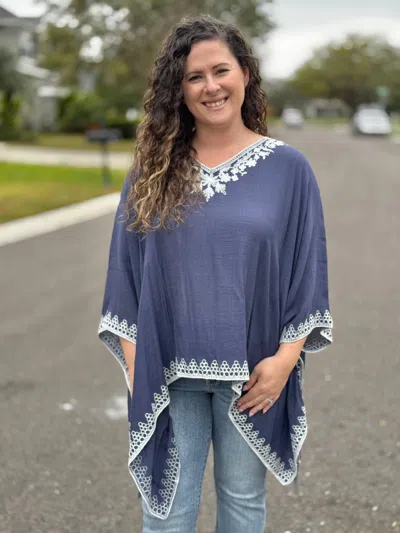 Coco + Carmen Amaryllis Poncho Top In Navy In Blue