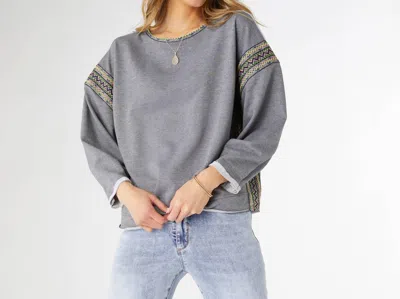 Coco + Carmen Andi French Terry Crew Neck Sweatshirt In Heather Grey In Black