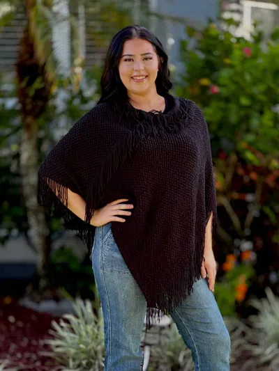 Coco + Carmen Annie Poncho With Fringe In Black