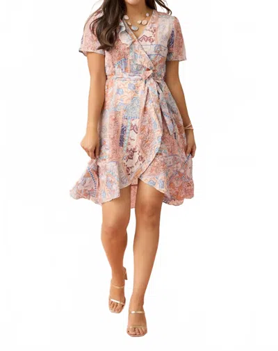 Coco + Carmen Aria Flutter-sleeve Dress With Tie In Pink