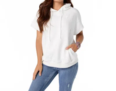 Coco + Carmen Arianna Short Sleeve Hoodie In White