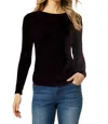 Coco + Carmen Ashley Side Cinched Crew Neck Top In Black In Black