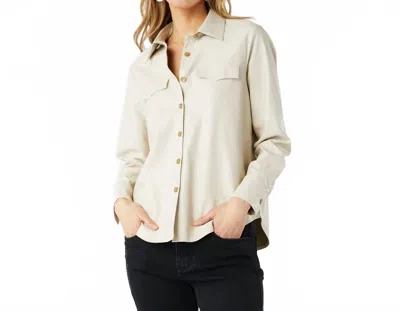 Coco + Carmen Ashton Faux Leather Shirt In Bone In White