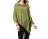 Coco + Carmen Asymmetrical Lightweight Poncho In Antique Moss In Green