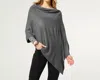 Coco + Carmen Asymmetrical Lightweight Poncho In Cloudy Grey In Gray