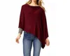 Coco + Carmen Asymmetrical Lightweight Poncho In Fig In Red
