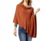 Coco + Carmen Asymmetrical Lightweight Poncho In Rust In Brown