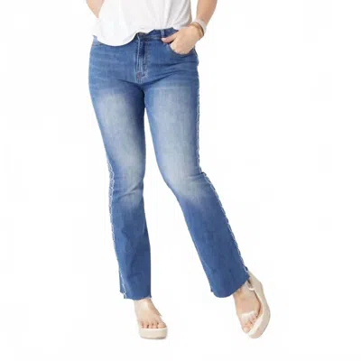 Coco + Carmen Bamboo Soft Flare Embroidery Jeans In Blue