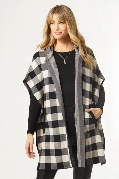 Coco + Carmen Bianca Plaid Cardigan In Black/beige In Multi