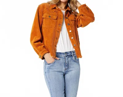 Coco + Carmen Brienne Corduroy Shacket In Burnt Sienna In Orange