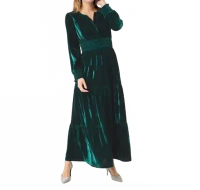 Coco + Carmen Brigid Velour Dress In Emerald In Green
