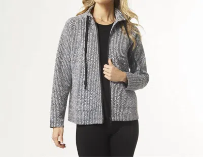 Coco + Carmen Britney Ribbed Zip-up Top In Charcoal Grey And Cream In Multi