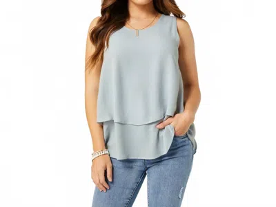 Coco + Carmen Callum Double Layer Tank In Dusty Blue In Gray