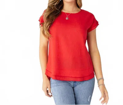 Coco + Carmen Camellia Cap Sleeve Top With Layered Bottom In Red