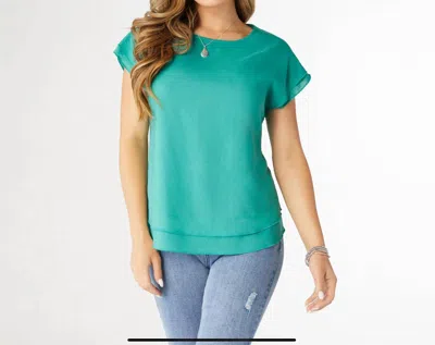 Coco + Carmen Camellia Cap Sleeve Top With Layered Bottom In Turquoise In Blue