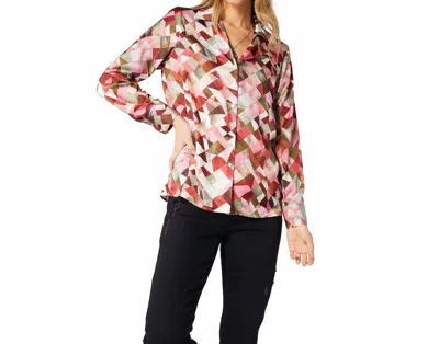 Coco + Carmen Camila Printed Blouse In Redwood Triangles In Multi