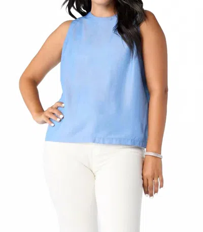 Coco + Carmen Carey Tank With Button Detail In Light Denim In Blue