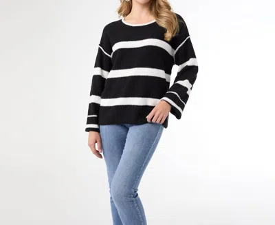 Coco + Carmen Carolyn Crew Neck Striped Sweater In Black/white