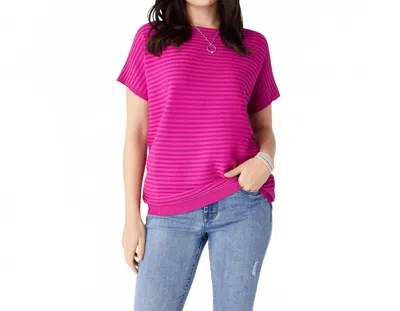 Coco + Carmen Carrigan Relaxed Short Sleeve Ribbed Top In Pink