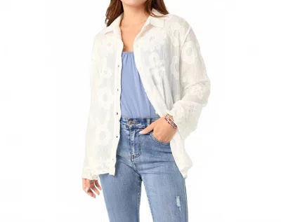 Coco + Carmen Charlene Button Front Embroidered Top In White
