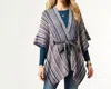 Coco + Carmen Chevela Tie Waist Ombre Stripe Ruana In Purple In Purple