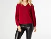 Coco + Carmen Chloe V-neck Blouse With Studs In Burgundy In White