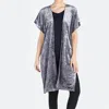 Coco + Carmen Crushed Velvet Cardigan In Cloudy Gray In Multi