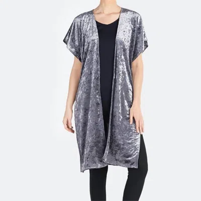 Coco + Carmen Crushed Velvet Cardigan In Cloudy Gray In Multi