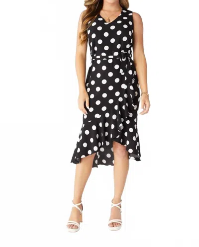 Coco + Carmen Cynthia Sleeveless Polka Dot Dress In Black/ White