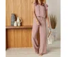 Coco + Carmen Daphne Flutter Sleeve Top And Pants Set In Dusty Plum In Pink