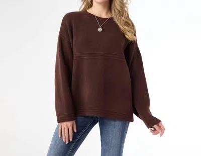Coco + Carmen Delphina Long Sleeve Lattice Back Sweater In Raisin In Brown