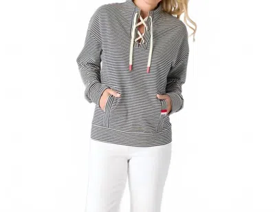 COCO + CARMEN DIXIE TIE NECK PULLOVER IN NAVY STRIPE