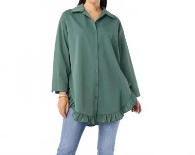 Coco + Carmen Dominique Tunic Top With Ruffle Bottom In Storm Teal In Multi