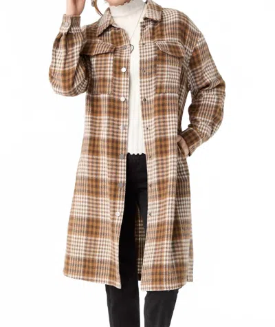 Coco + Carmen Edith Plaid Shacket In Brown
