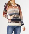 Coco + Carmen Elvira Aztek Hooded Sweater In Redwood/navy In Multi