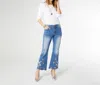 Coco + Carmen Zoey Embroidered Flare Jean In Denim In Multi