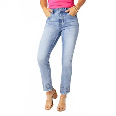 COCO + CARMEN EVERSTRETCH ANKLE WITH BURST EMBROIDERY IN BLUE