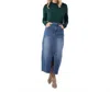 Coco + Carmen Everstretch Long Skirt With Front Slit In Dark Denim In Blue