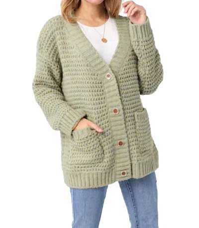 Coco + Carmen Filbert Casual Cardigan In Green Marled