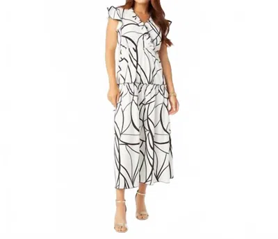 Coco + Carmen Finley Cap Sleeve Ruffle Tiered Midi Dress In White Black
