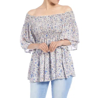Coco + Carmen Floral Smocked Top In Lavender In Purple