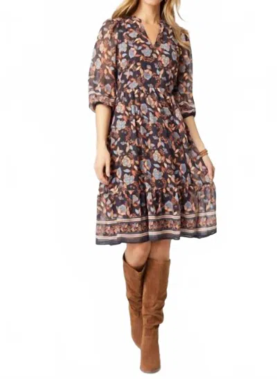 Coco + Carmen Floral V-neck Dress In Amber In Brown
