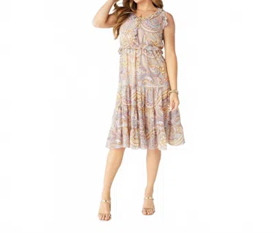 Coco + Carmen Florence Chiffon Paisley Dress In Beige In Multi